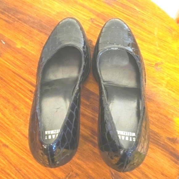 Stuart Weitzman Black Croc Embossed Neutral Luxury High Heels Sz.9 - Picture 5 of 10